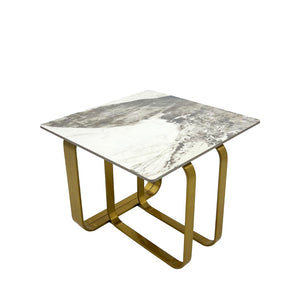 English Elm Rectangular End Table With Stylish Sintered Stone Top & Gold Metal Frame For Chic Living Spaces W2978S00017-GIGA