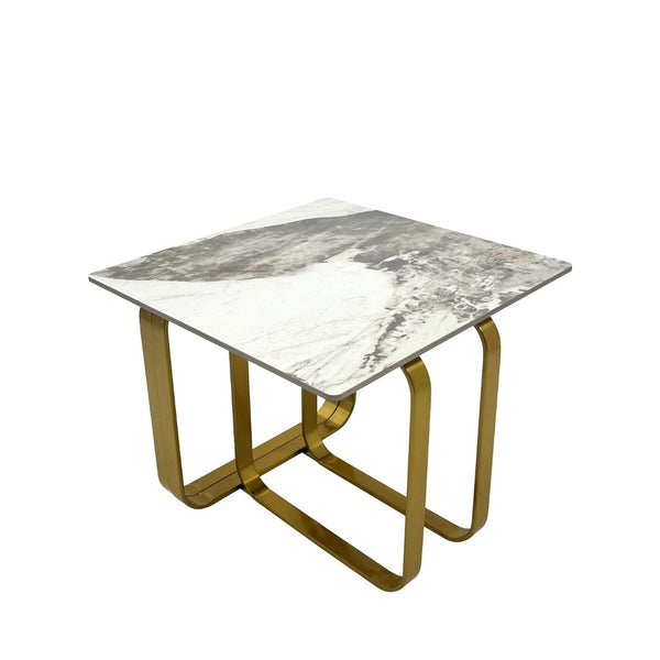 English Elm Rectangular End Table With Stylish Sintered Stone Top & Gold Metal Frame For Chic Living Spaces W2978S00017-GIGA