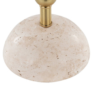 English Elm Table Lamp Set of Two Gold Metal Travertine Base with Leaf Fabric Shade Glam Decor B202P471582