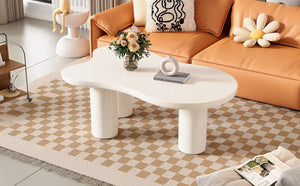 English Elm On-Trend 44'' Cloud Coffee Table - Cream Irregular Design With Easy Assembly, Modern 3-Leg Base N721P190395K-GIGA