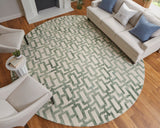 Feizy Rugs Lorrain Wool Hand Tufted Bohemian & Eclectic Rug Ivory/Green 10' x 10' Round