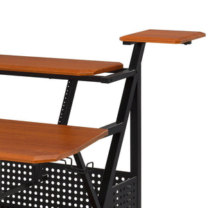 English Elm Willow Cherry & Black Music Desk with Cable Management, Speaker Shelves, 61-Key Keyboard Fit B2726P256348