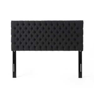 English Elm Christopher Knight Home® - Tufted Upholstered Queen Size Headboard with Button Detail, Adjustable Height, Velvet Finish, Modern Appeal Charcoal grey 55444.00DCHAR