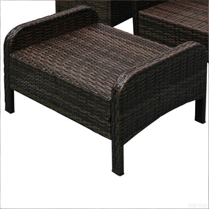 English Elm 5 Piece Pe Wicker Patio Lounge Set with Armchairs Ottomans and Glass Coffee Table T3971S00228