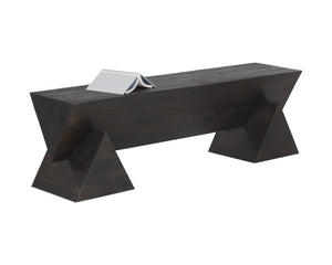Sunpan Gregor Bench - Stylish Angular Seating in Solid Acacia Wood, Perfect for Contemporary Spaces Dark Brown