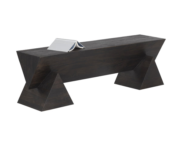 Sunpan Gregor Bench - Stylish Angular Seating in Solid Acacia Wood, Perfect for Contemporary Spaces Dark Brown