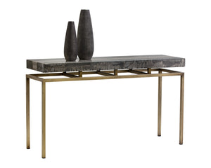 Sunpan Toreno Console Table - Handcrafted Iron & Antique Brass with Unique Patina Finish, 52" Wide Charm