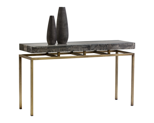 Sunpan Toreno Console Table - Handcrafted Iron & Antique Brass with Unique Patina Finish, 52" Wide Charm