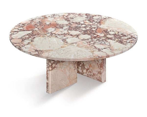 English Elm Pink Natural Marble Coffee Table – Elegant Round Design For Living Rooms, Versatile & Unique Décor W1696P314930-GIGA