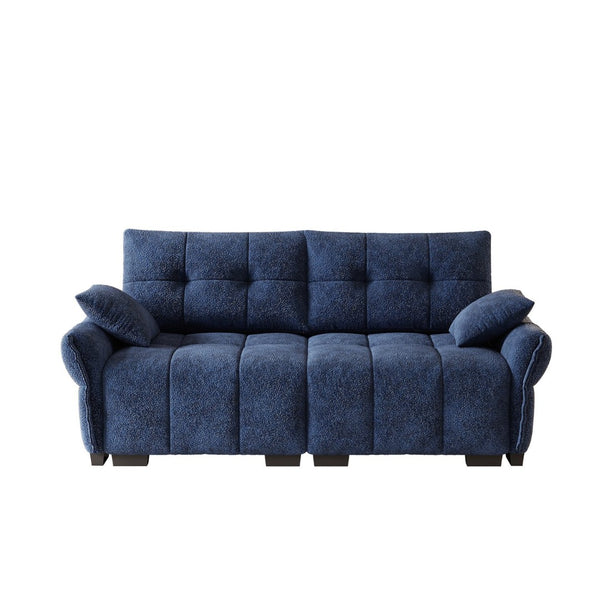 English Elm Premium Chenille Two Seater Sofa Tufted Armrests Foam Support Modern Living Room Blue W714S01632