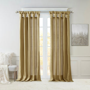 English Elm Twist Emilia Lined Faux Silk Window Curtain Panel 50x108 with Twist Tab Top, Privacy Lining, Sheen Bronze 3 L x 10.04 W x 9.06 H B03598092