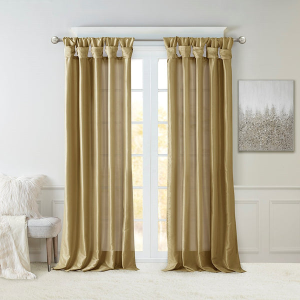 English Elm Twist Emilia Lined Faux Silk Window Curtain Panel 50x108 with Twist Tab Top, Privacy Lining, Sheen Bronze 3 L x 10.04 W x 9.06 H B03598092