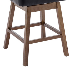 English Elm United We Win Quilted Microsuede Swivel Barstool with Wood Legs and Gold Rivet Trim Black W1568P361703