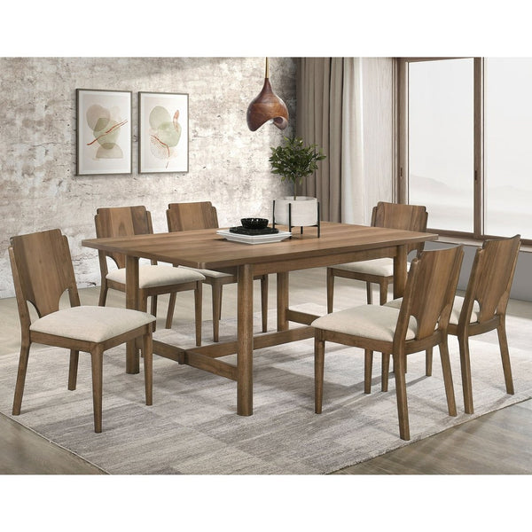 English Elm Crispin 7 Piece Rectangular Dining Set with Ivory Upholstered Chairs for Six B062S01723