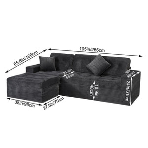 English Elm Modular Cloud Sectional Sofa with Ottoman Plush Velvet Foam Lounge Set W5502S00008