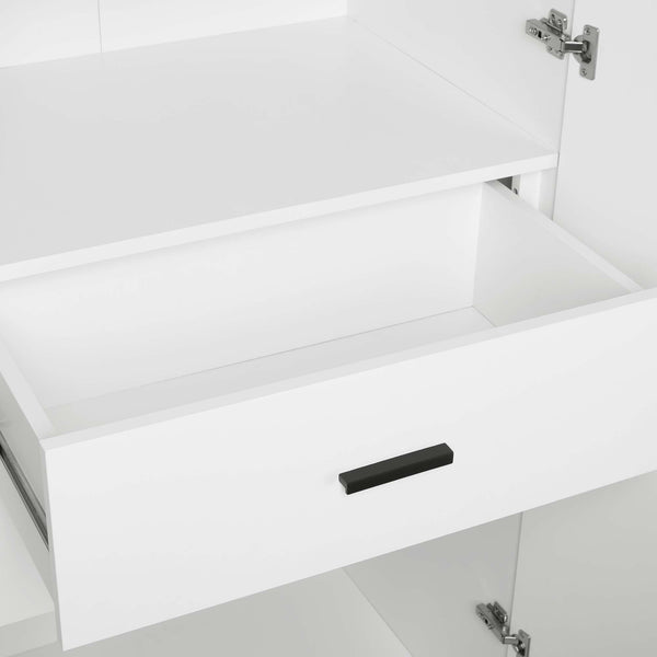 English Elm Lee 32" Wardrobe Closet White — Tall Slim Storage with 3 Shelves, 2 Soft-Close Drawers & Snap Assembly B365S00129