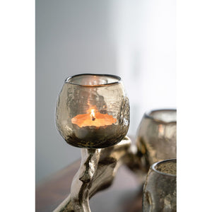 English Elm 15.7x9.1x7.9" Gold Aluminum Branch Votive Holder with Three Glass Cups for Glam Decor W2078P490404