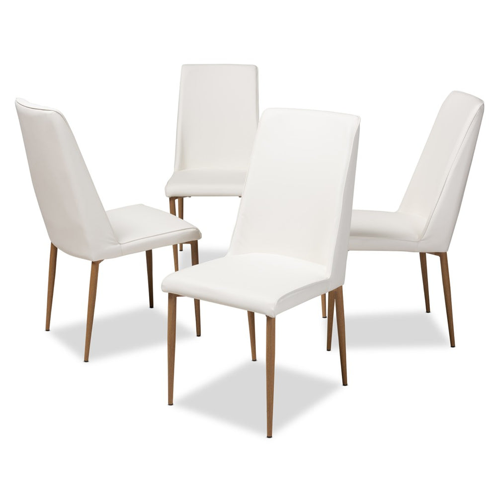 Baxton Studio Baxton Studio Chandelle Set of 4 Modern Dining Chairs in White Faux Leather for Stylish Comfort 160505-White-4PC-Set