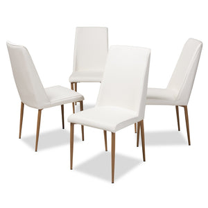Baxton Studio Baxton Studio Chandelle Set of 4 Modern Dining Chairs in White Faux Leather for Stylish Comfort 160505-White-4PC-Set