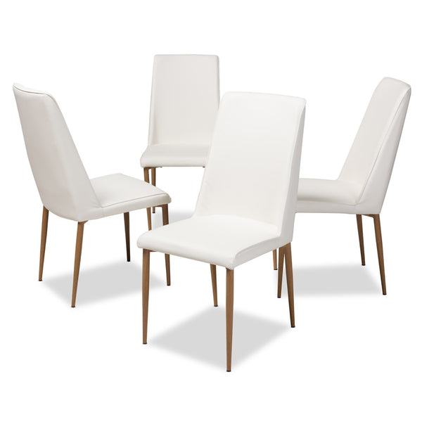 Baxton Studio Baxton Studio Chandelle Set of 4 Modern Dining Chairs in White Faux Leather for Stylish Comfort 160505-White-4PC-Set