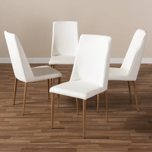 Baxton Studio Baxton Studio Chandelle Set of 4 Modern Dining Chairs in White Faux Leather for Stylish Comfort 160505-White-4PC-Set