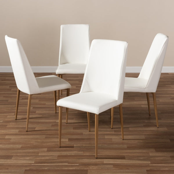 Baxton Studio Baxton Studio Chandelle Set of 4 Modern Dining Chairs in White Faux Leather for Stylish Comfort 160505-White-4PC-Set