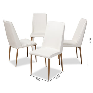Baxton Studio Baxton Studio Chandelle Set of 4 Modern Dining Chairs in White Faux Leather for Stylish Comfort 160505-White-4PC-Set