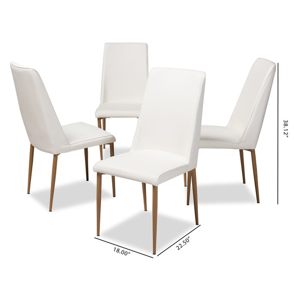 Baxton Studio Baxton Studio Chandelle Set of 4 Modern Dining Chairs in White Faux Leather for Stylish Comfort 160505-White-4PC-Set