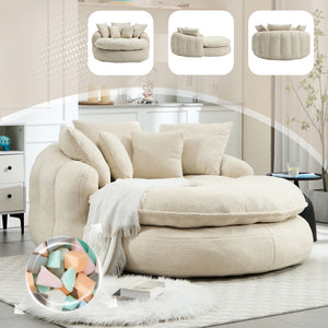 English Elm Oversized Memory Foam Chenille Bean Bag Sofa with Wrap-Around Backrest and Lumbar Support for Adults Beige W395P359408