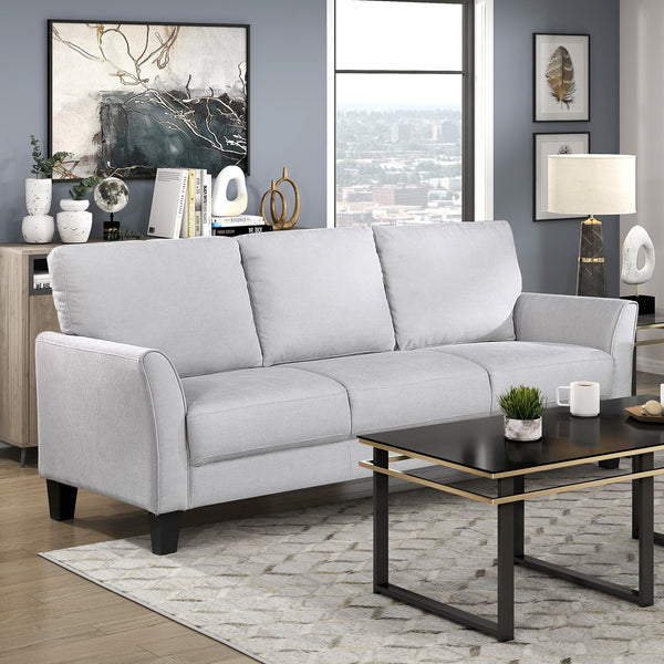 English Elm Modern Upholstered Sofa with Plush Cushions and Solid Wood Frame for Stylish Durable Comfort Gray 67.5 L x 26 W x 18 H B011P379744