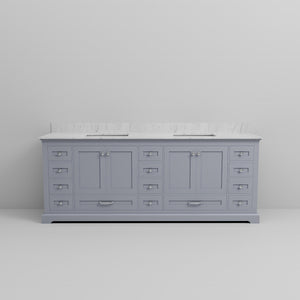 English Elm Dark Grey Double Bath Vanity 84" W x 22" D with Carrara Marble Top, Solid Wood, Soft-Close, Ample Storage B2731P258299