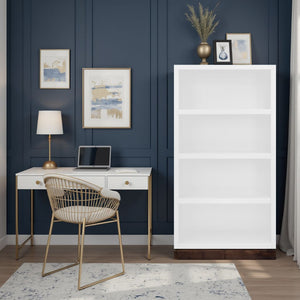 English Elm Nora Modular 60" High Bookshelf – Fully Assembled Two-Tone Alder & Poplar Shelving for Stylish Storage White B108P345202