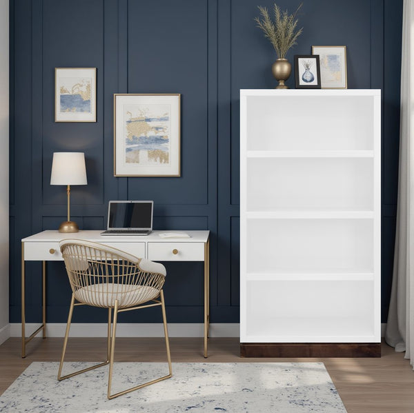 English Elm Nora Modular 60" High Bookshelf – Fully Assembled Two-Tone Alder & Poplar Shelving for Stylish Storage White B108P345202