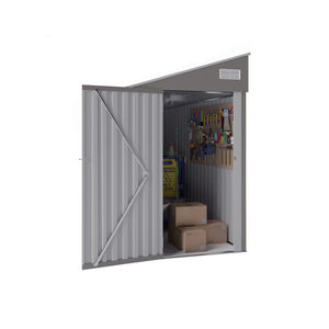 English Elm Campcraft Metal Storage Shed with Sloped Roof Ventilation and Weather Resistant Steel Panels Dark Gray W1598S00046