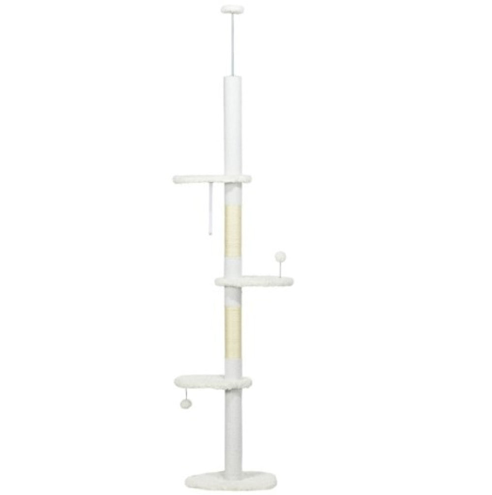 English Elm Cat Tower Floor to Ceiling Tension Rod Climbing Tree with Sisal Posts and Cloud Perches T3971P431452