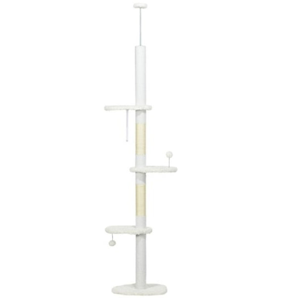 English Elm Cat Tower Floor to Ceiling Tension Rod Climbing Tree with Sisal Posts and Cloud Perches T3971P431452