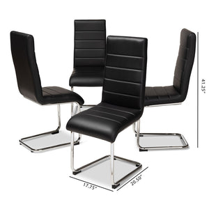Baxton Studio Baxton Studio Marlys Set of 4 Modern Black Faux Leather Dining Chairs with Chrome Legs for Style DC004-Black-4PC-Set