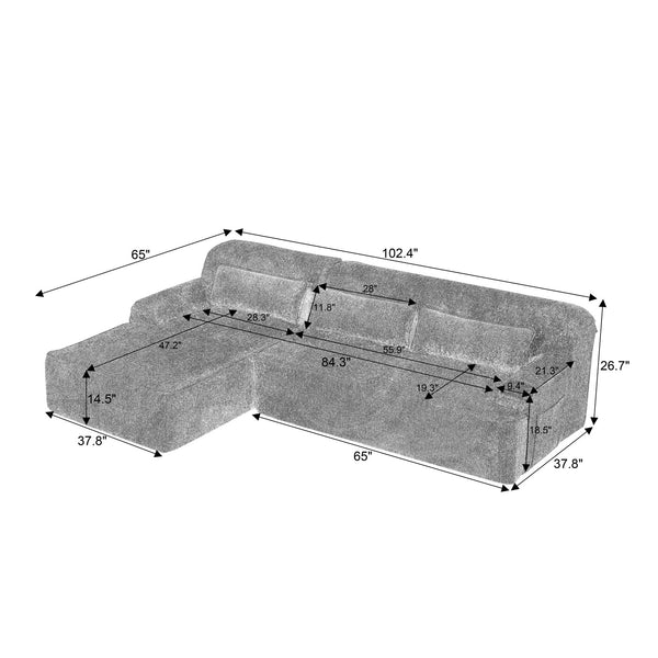 English Elm Chenille L-Shape Oversized Sofa - Plush, No Assembly Minimalist Couch For Living Rooms & Apartments W2339S00068