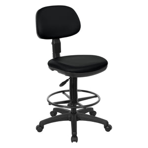OSP Home Furnishings Sculptured Ergonomic Drafting Chair with Vinyl Upholstery for Studio and Lab Workspaces Dillon Black DC517V-R107