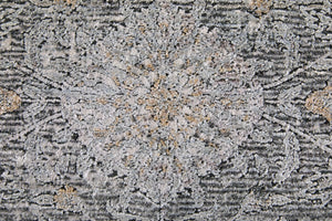 Feizy Rugs Sarrant Luxurious Machine Made Viscose/Polyester Distressed Rug With Traditional Medallion Design Gray,Silver,Tan Viscose,Polyester 9193965fsnd000i8c