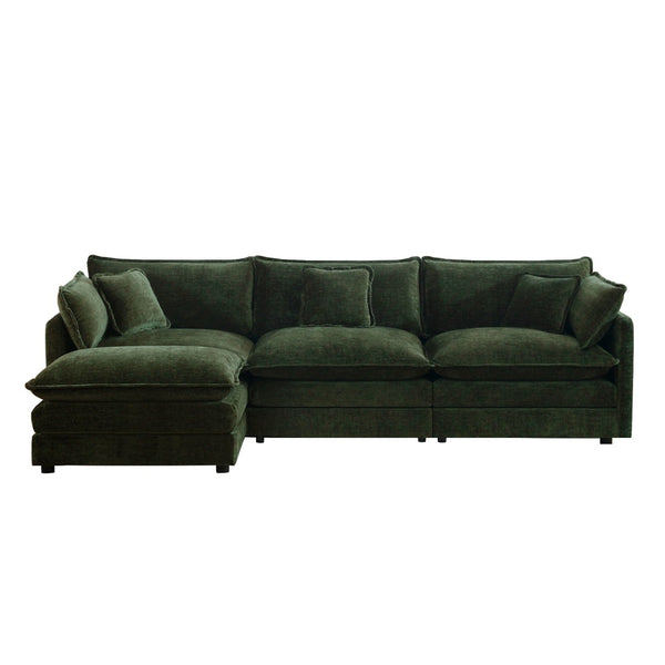 English Elm Free Modular Chenille Sectional Sofa with Reversible Ottoman for Spacious Living Rooms W714S00464