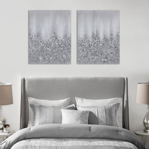 JLA Home Madison Park - Heavily Embellished metallic 2-piece canvas wall art set with hand-applied stone accents, glittered luxury MP95C-0268