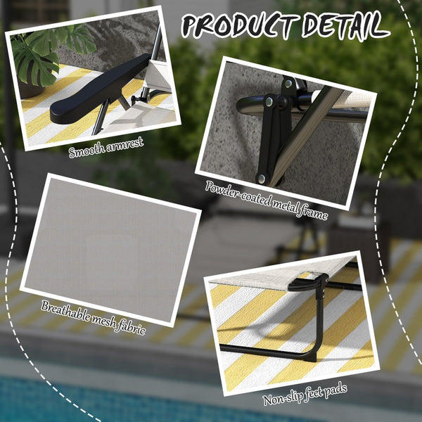 English Elm Outsunny Adjustable Tanning Chaise Lounge Chair With Face & Arm Holes, Portable Beach Comfort W2225P200863-GIGA