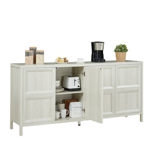 English Elm 67'' Scandinavian Oak Sideboard with Touch Latch Doors Soft Close Hinges Living Room Storage Light Gray W1820P420818