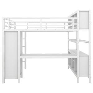 English Elm Metal Loft Bed With L-Shaped Desk & Ample Storage - Full-Size Heavy Duty Bed For Kids & Teens W1580S00067