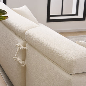 English Elm LY-022 Antique White Convertible Chaise Sectional Sofa — Chesterfield-Inspired L-Shape, No-Assembly, 30D High-Density Comfort W2231S00024