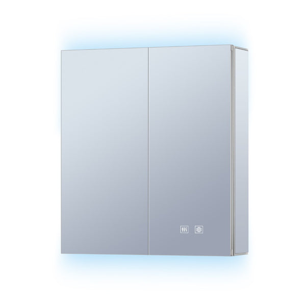English Elm Corsica Double Door Led Medicine Cabinet with Defogger and Soft Close Aluminum Frame B2731P477798
