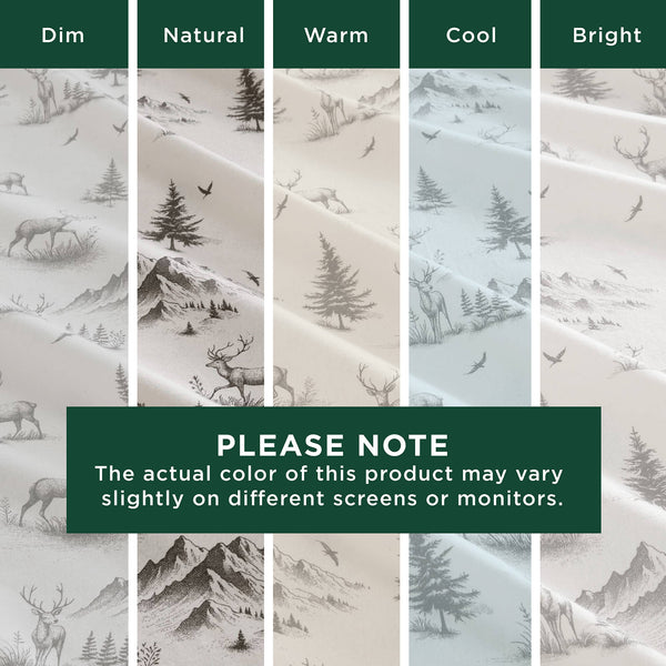 English Elm 4 Pcs King Sheet Set - Cozy Gray Deer Toile Flannel For Ultimate Comfort & Woodland Charm B035P319774