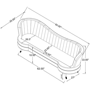 English Elm Reigha Grey Velvet Sofa with Gold Legs — Mid-Century Glam Channel Tufted Bench Seat, 84" Wide B062P351442