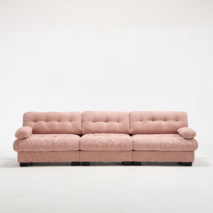 English Elm Modular Cloud Sectional Sofa Flannelette Deep Seat Couch for Living Room with Pillows Pink W2120S00032